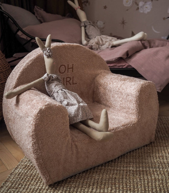 Teddy Kids Chair with Name - Blush