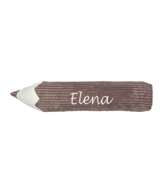 Personalized Magenta Grey Pencil-Shaped Cushion – Custom Name Pillow for Unique Home Decor or Gift