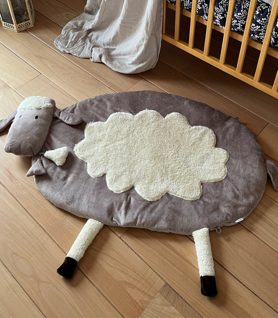 Wooden Baby Gym with Interactive Mat & Cute Sheep Toy - Developmental Play for Infants