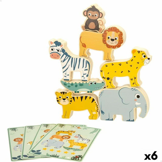 Building Game + Figures Woomax animals 16 Pieces 7 x 7 x 1,5 cm (6 Units)-0