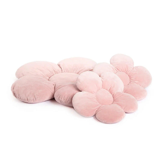 Flower Pillow Set - Velvet Baby Pink - KIDKII