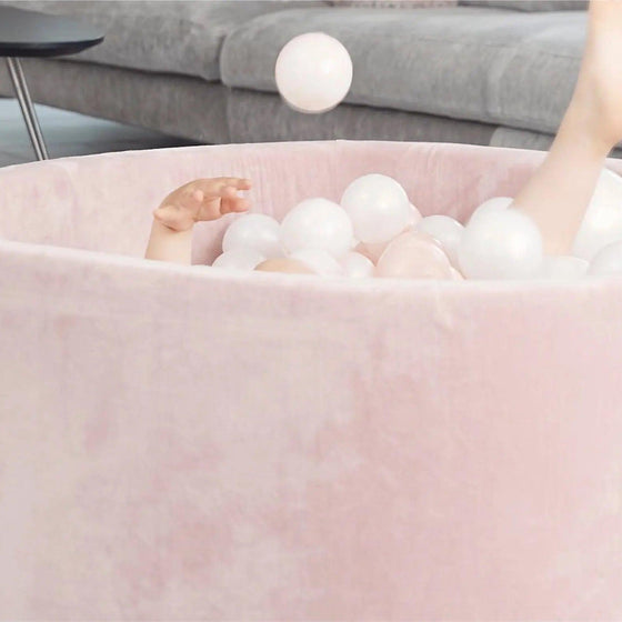 Round Ball Pit - Velvet Baby Pink (100x30) - KIDKII