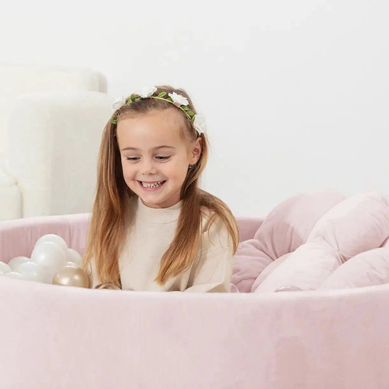 Round Ball Pit - Velvet Baby Pink (100x30) - KIDKII