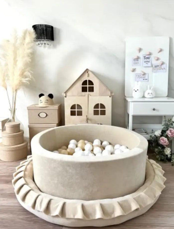 Round Ball Pit - Velvet Beige (90x30) - KIDKII