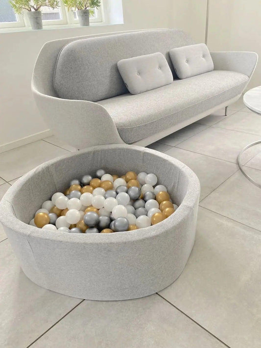 Round Ball Pit - Velvet Light Grey (90x30) - KIDKII